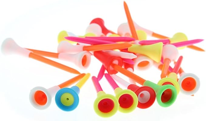 Crestgolf Rubber Cushion Top Plastic Golf Tees Mixed Colors Pack of 50pcs