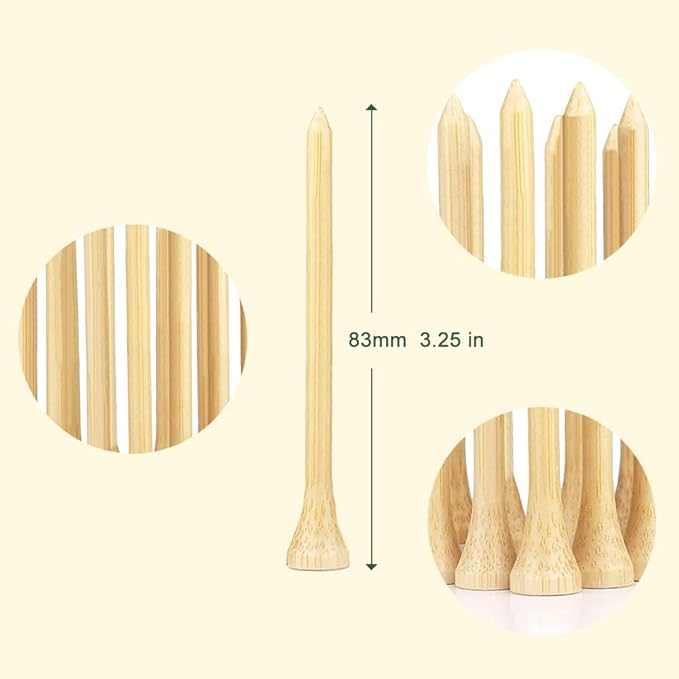 110 Pcs Bamboo Golf Tees 3 1/4 Inch, Friendly Biodegradable, Long and Tall Golf tees, More Durable and Stable, Ideal for Beginner