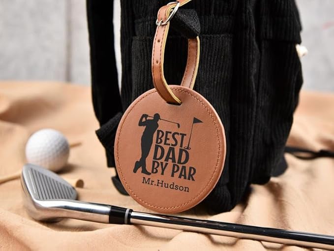 CFuniq® Engraved Leather Golf Bag Tag Gift with Golf Tees, Personalized Golf Tee Holder, Custom Golf Accessories, Groomsmen Gifts, Golf Gift for Men Women