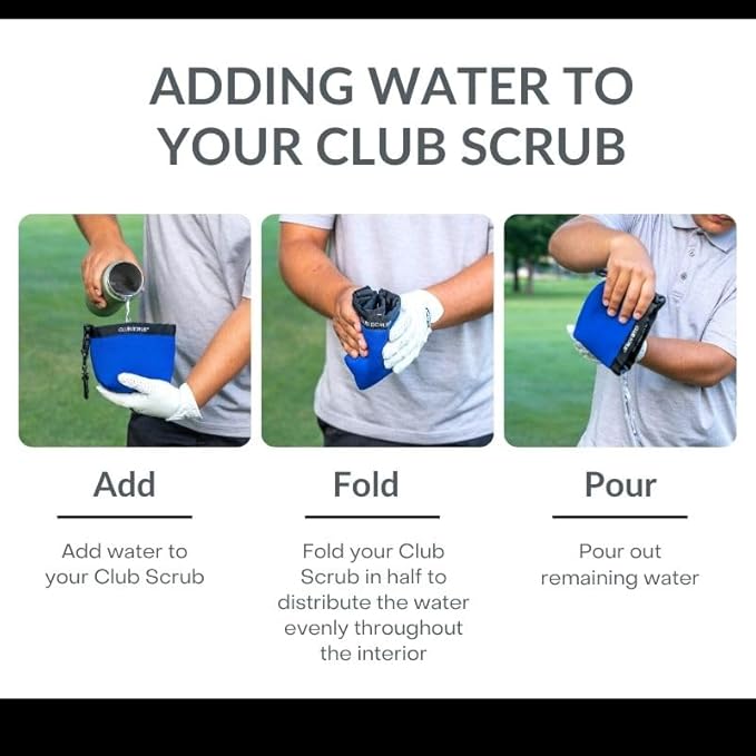 Club Scrub Golf Club and Golf Ball Cleaning Bag, Waterproof Clean Face Technology Liner, Detachable Clip, Machine Washable, Cleans Club Grooves, Dry Exterior (Neoprene or Microfiber Option Available)