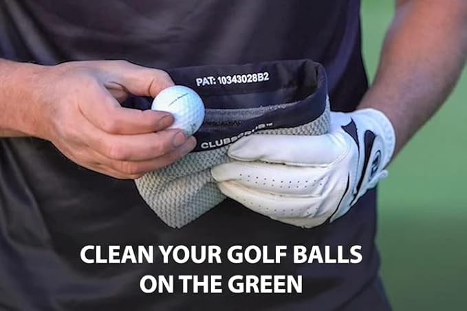 Club Scrub Golf Club and Golf Ball Cleaning Bag, Waterproof Clean Face Technology Liner, Detachable Clip, Machine Washable, Cleans Club Grooves, Dry Exterior (Neoprene or Microfiber Option Available)