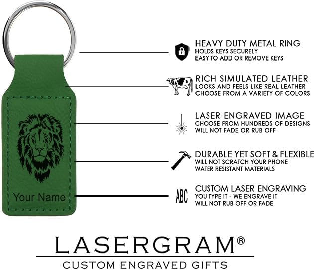 LaserGram Rectangle Keychain, Coat of Arms Germany, Personalized Engraving Included (Green)