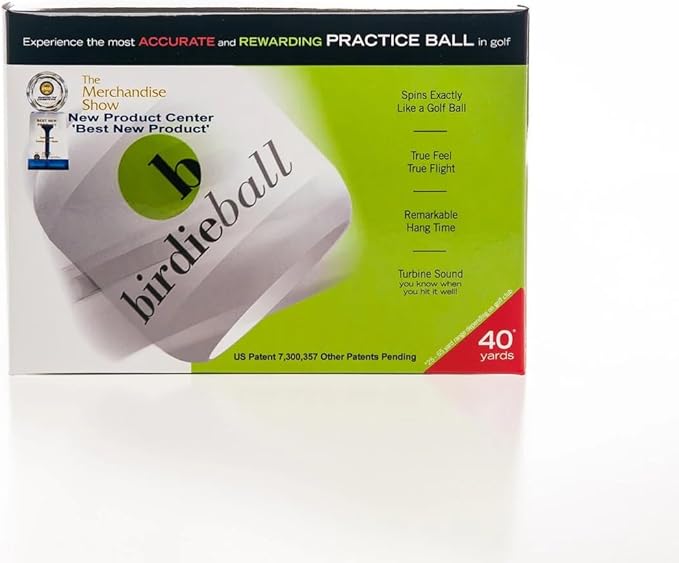 BirdieBall StrikePad Set – PGA Award-Winning Limited Flight Practice 12 Golf Balls & StrikePad | Real Golf Ball Feel, Reverse Spin, 40-Yard Flight for Backyard & Indoor Training