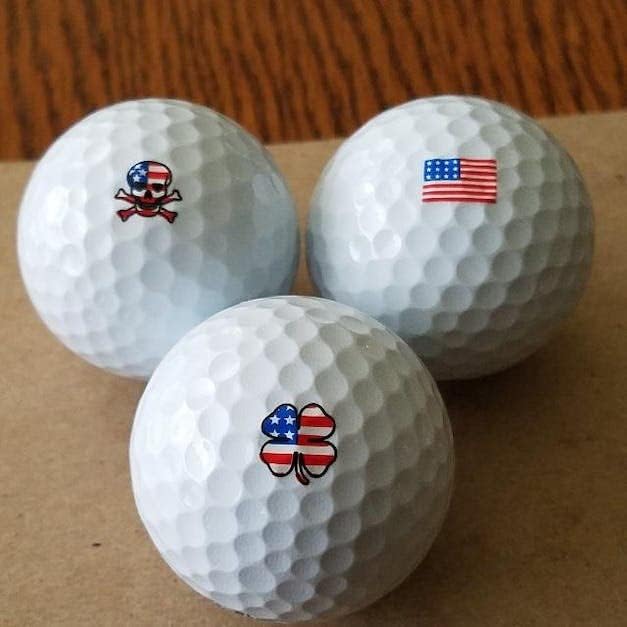 Golfdotz - USGA Rule Conforming Novelty Golf Ball Markers, Golf Ball Stickers for Marking Balls, No More Smearing from Stamps, Gifts for Golfers, Dads, and Retirees, (USA Collection; 32-Count)