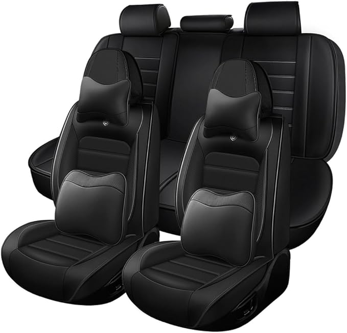Leather Car Seat Covers for Volkswagen Golf SportWagen 2015-2019,Waterproof Soft Seat Covers,Interior Accessories Seat Covers Protector Airbag Compatible(5pcs Black Luxury)