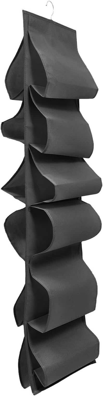 Hanging Shoe Organizer Bag Large Capacity Foldable Shoe Storage Pouch Black Multi-Grid Hanging Organizer for Dormitory Closet Travel
