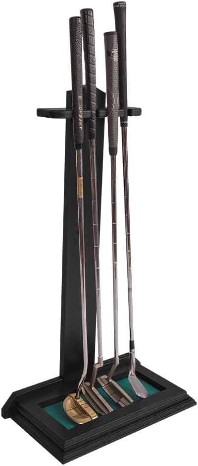 Premium Wooden Golf Putter Stand | Solid Wood with 3 Color Options | Perfect for Golf Simulators | 4 Putter Capacity | Great for Home or Office (Black/Green)