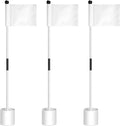 Hungdao 3 Set Golf Flagstick Mini Putting Green Flag for Yard Golf Pin Hole Cup and Flag Set Portable Practice Putting Green Flagsticks for Driving Range Backyard Gift Idea (Classic,White)