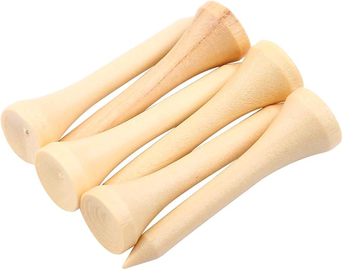 Agatige 100PCS Wood Golf Tees, Wooden Friendly Golftees Strong Stable Golfball Holder Reduce Friction and Side Spin Golf Accessories