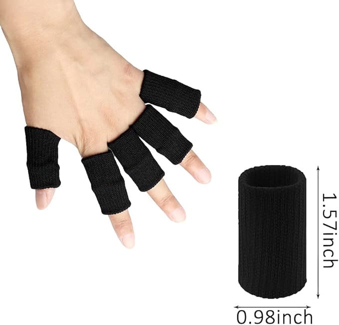 20 PCS Finger Sleeves Protectors, Sport Finger Sleeves Thumb Brace Support Finger Brace Elastic Thumb Sleeves (Black+Red)