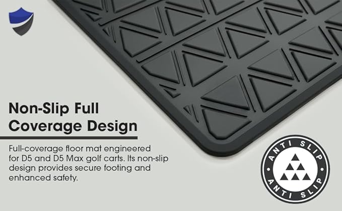 Club Clean Evolution Golf Cart Floor Mat, Fits D5 and D5 Max Models, Full Coverage 8 mm Heavy-Duty Compound Liner, Waterproof Non-Slip Floor Protector, Premium Custom Fit Design (D5 1st & 2nd Row)