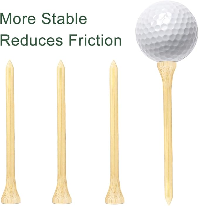 110 Pcs Bamboo Golf Tees 3 1/4 Inch, Friendly Biodegradable, Long and Tall Golf tees, More Durable and Stable, Ideal for Beginner