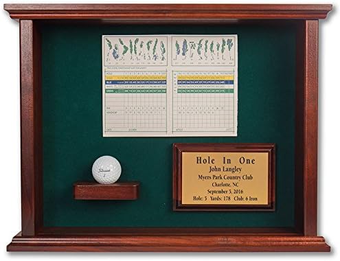 Hole-In-One Ball Golf Shadowbox Display for Ball & Scorecard or Photo~Includes Custom Engraved Plate~Cherry Finish