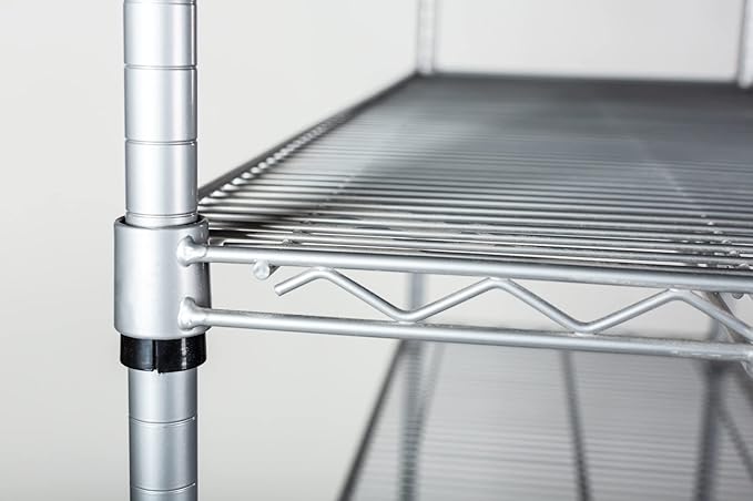 Omega Shelving Storage | 2 Tier Starter Shelving Unit 24" Deep x 24" Wide x 36" High - 800 lb Weight Capacity per Shelf, Adjustable Wire Shelving, Tool-Free Assembly |Grey Shelving