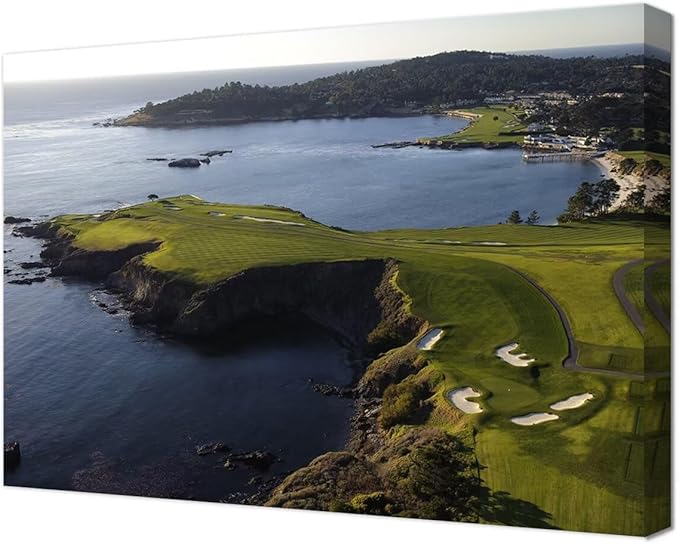 Pebble Beach Golf Course Wall Art Pictures - Pebble Beach Wall Art for Living Room Bedroom Bathroom Home Decorations Framed Artwork Canvas Prints Ready to Hang(12''H x 16''W)