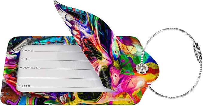 Artistic Skull Leather Luggage Tags for Suitcases with Cool Pattern Print, Waterproof Private Name ID Labels for Travel Baggage Bag Suitcase Lunch Box, Cruise Ships, Travel Accessories Tags