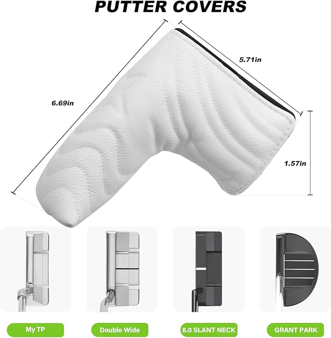 4pcs or 1pc Golf Club Head Covers for Woods, Driver, Fairway, Hybrid – Premium PU Leather with Interchangeable Tags & Magnetic Blade and Mallet Putter Covers
