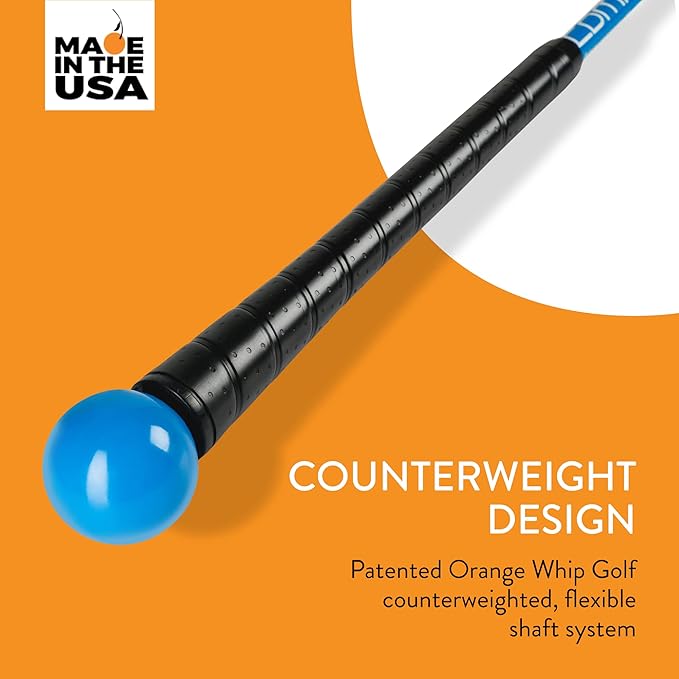 Orange Whip Golf Swing Trainer Aid Patented & Made in USA for Improved Rhythm, Flexibility, Balance, Tempo, and Strength *American Made*