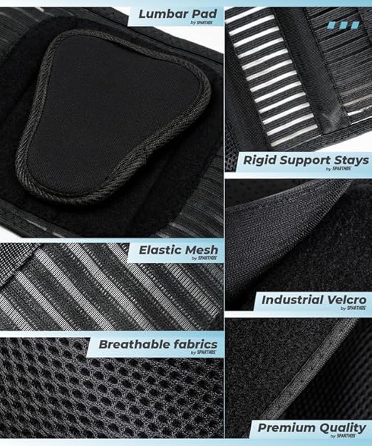Sparthos Back Support Belt - Immediate Relief from Back Pain, Herniated Disc - Breathable Brace With Lumbar Pad - Lower Backbrace - For Men & Women - Fits 24–31″ Waist (Pink-XS, Check Size Chart)