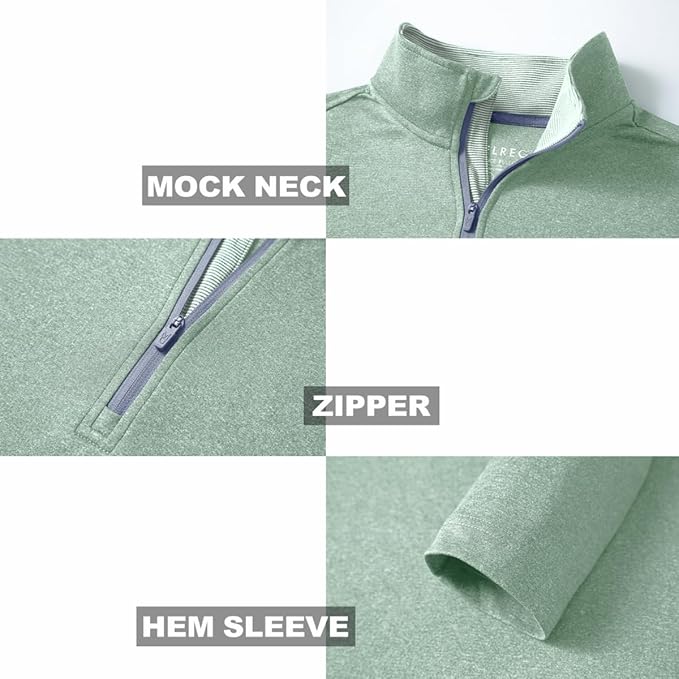 M MAELREG Quarter Zip Golf Pullover Men Dry Fit Long Sleeve Performance Wicking Mock Neck 1/4 Zip Pullover Mens Sweatshirt