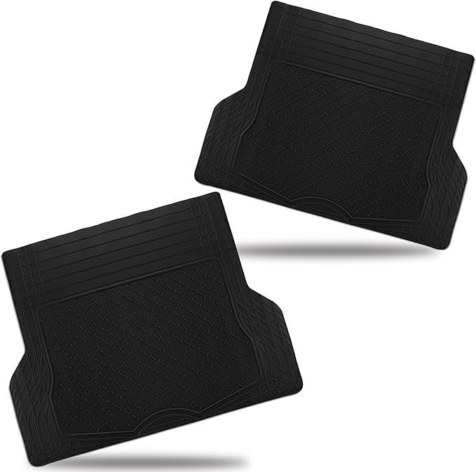ZONETECH All Weather Rubber Semi Pattern Cargo Liner Trunk Floor Mat – Premium Quality Black Heavy Duty Cargo Trunk Floor Mat (2 Pack)