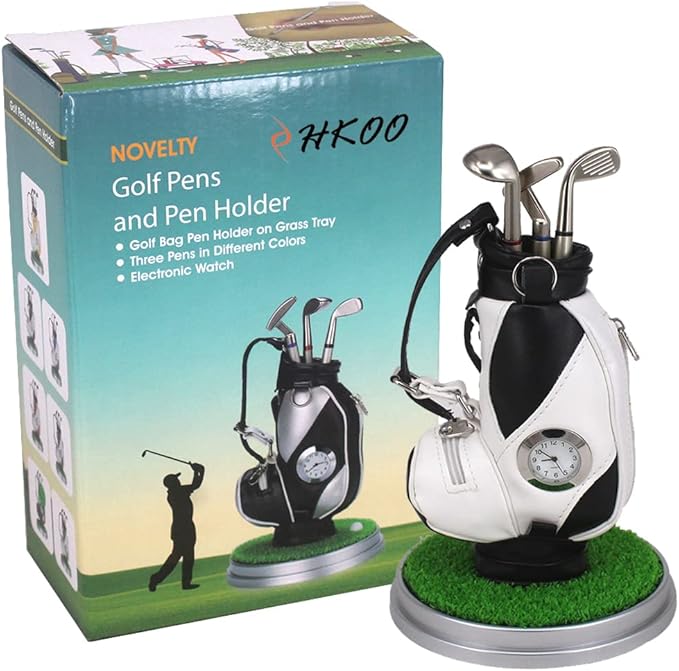 Golf Gift Golf Pens Holder, Golf Bag Holder with 3 Pieces Aluminum Pen Golf Bag Pencil Holder for Men
