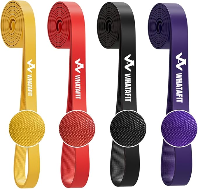 WHATAFIT Resistance Bands,Pull Up Assist Bands Set with Handles, Exercise & Workout Bands with Door Anchor for Men & Women – Home Fitness Equipment for Strength Training, Stretching