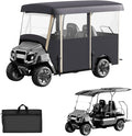 Golf Cart Cover Enclosure 4&6 Passenger, Golf Cart Cover for Yamaha Club Car EZGO, Waterproof 600D Oxford Rain Cover, Transparent Tail Light Panel, Foldable Door,4-Sided Clear Windows