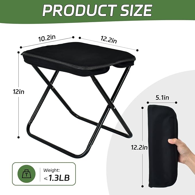 Collapsible Stool, Portable Chair, Lightweight Portable Stool for Adults, Portable Chairs for Adults, Holds Up to 220LBS, Ideal for Camping, Hiking, Outdoors, and Events