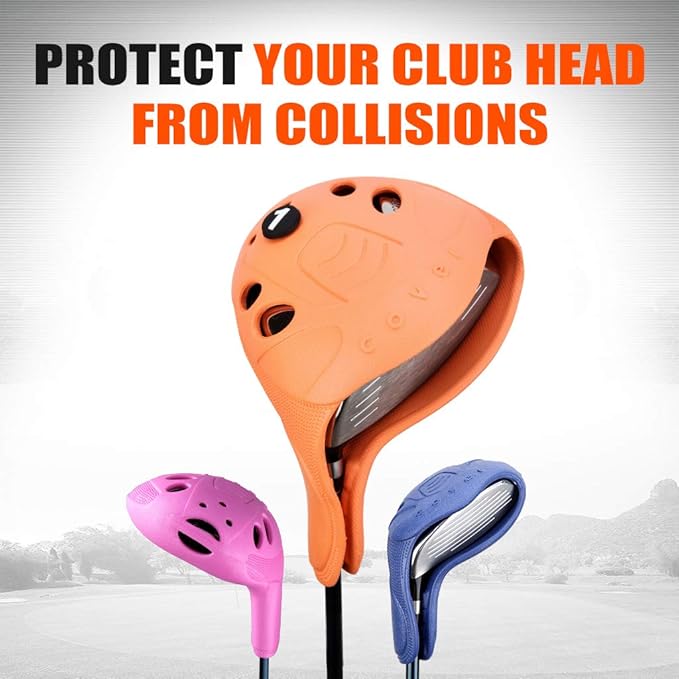 PGM Golf Club Covers, 4pcs Drivers Fairway Woods Hybrid Golf Head Covers with Number, Fit Oversized Right Handed Brands, Easy on Off, Washable