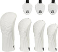 4pcs or 1pc Golf Club Head Covers for Woods, Driver, Fairway, Hybrid – Premium PU Leather with Interchangeable Tags & Magnetic Blade and Mallet Putter Covers
