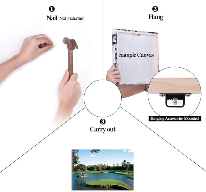 chenchenArt USA Golf Course Wall Art TPC Sawgrass Golf Course Pictures Canvas Prints Golf Wall Decor for Living Room Bedroom Bathroom Home Decorations Framed Ready to Hang(24''H x 36''W)