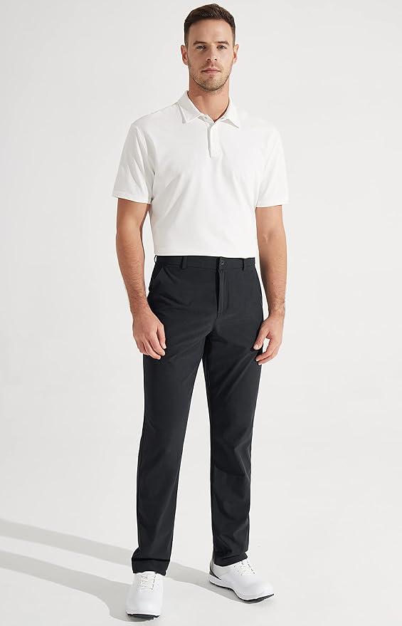 Libin Mens Golf Pants Stretch Work Dress Pants 30"/32"/34" Quick Dry Lightweight Casual Comfy Trousers with Pockets