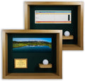 Golf Eagle, Double Eagle or Albatross Shadowbox Display Case | Personalized Engraved Plate | Holds Golf Ball and Scorecard or Photo | Horizontal Layout | Wall Mounted (Oak)