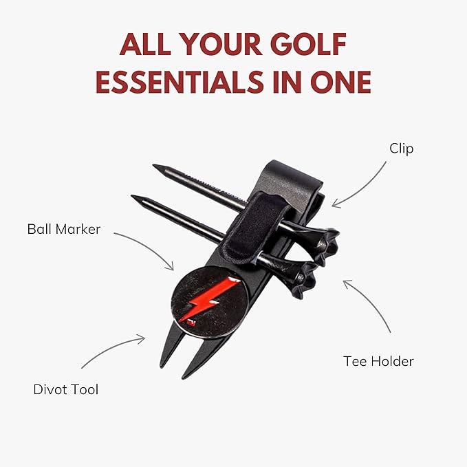 The Byrd Divot Clyp Golf Multitool - Divot Tool & Clip | Organizes Your Tees, Ball Marker & Divot Tool All in One | Essential Golf Gear for Focused Rounds | Golf Accessories for Men (Black)