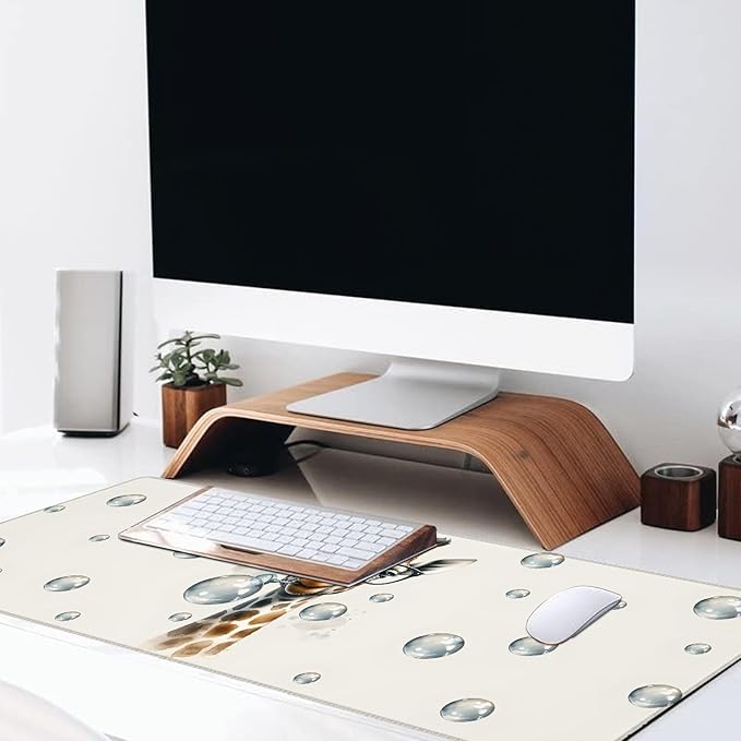 Funny Giraffe Large Gaming Desk Mat,Rubber Non-Slip Cute Wild Mouse Pad,31.5x11.8x0.12in Extended Animal Face Mousepad,Game Lover Mice Pads Gifts,Office Home Deskmat Decor