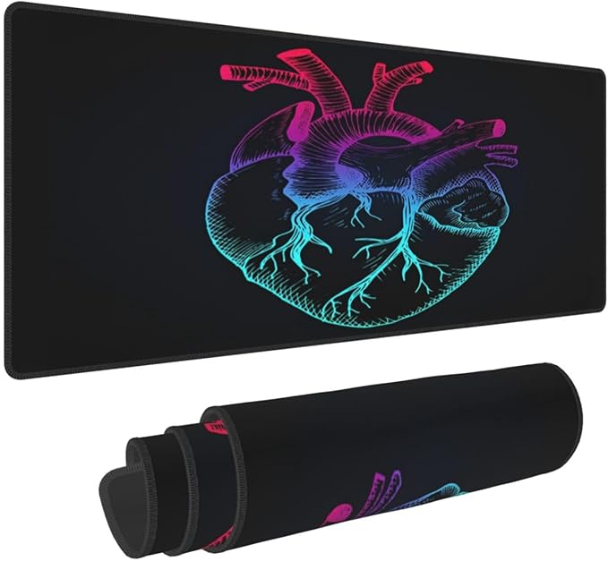 Anatomical Heart Mouse Pad, Medical Large Big Gaming Mouse Pad Desk Pad, Mousepad with Non-Slip Rubber Base, Extended XXL Mouse Mat for Computer Laptop Office Accessories