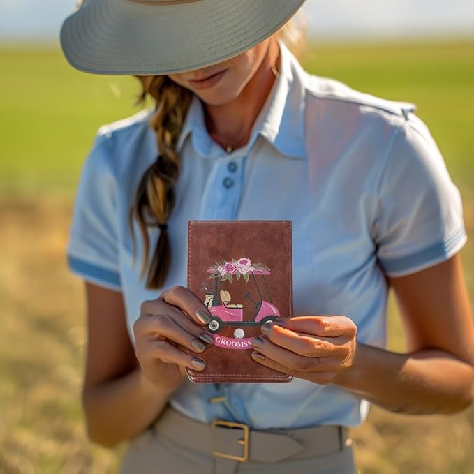 Personalized Leather Golf Scorecard Holder Customize Name Golf Yardage Book Cover Accessories Father Day Christmas Birthday Gifts for Men Women