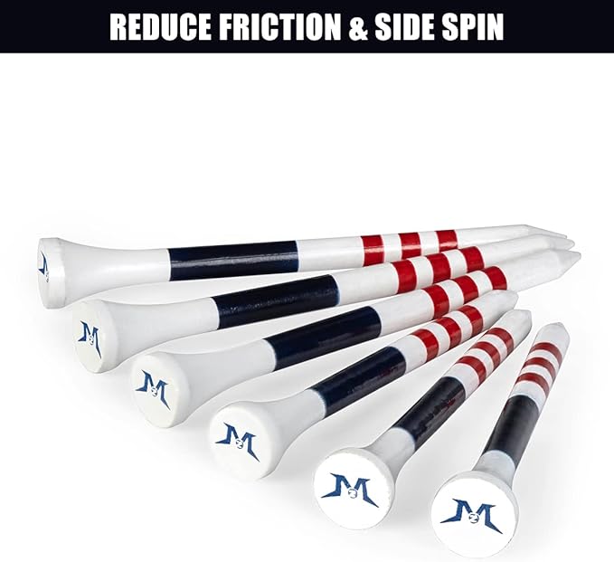 MAZEL Natural Wood/Bamboo Golf Tees 2 3/4 Inch & 3 1/4 Inch,Pack 50 or 120,Reduce Friction & Side Spin,More Stable Golf Tees