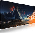 Wknoon. Extra Large Gaming & Office Mouse Pad (31.5" x 11.8") with Durable Stitched Edges – Alien Panorama Mystic Mountains & Cosmic Sky with Stars and Fiery Nebula, Anti-Slip Extended XXL Desk Mat
