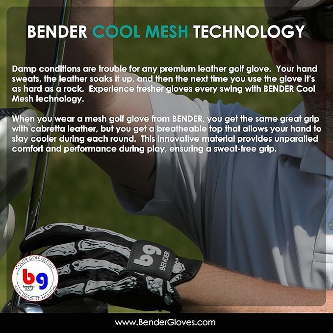 BG Bender - Mens Golf Glove, Durable Leather Golf Gloves, Unique Golf Gloves