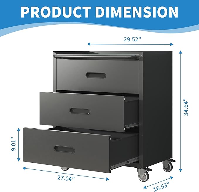 Metal Tool Cabinet,Garage Storage Cabinet System,Wall Cabinet & Locking Rolling Tool Cabinet with Doors and Adjustable Shelves,Steel Tool Cabinets for Home (2 Pcs-StyleC, Black)