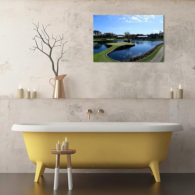 TPC Sawgrass Golf Course Wall Art for Living Room Bedroom Office Wall Decor - USA Golf Course Picture Poster Framed Artwork Canvas Prints Golf Art Ready to Hang(24''H x 36''W)