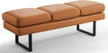 Furniwell Waiting Room Seating - 3-Seat Faux Leather Reception Bench, Office & Conference Room Guest Chair, Brown