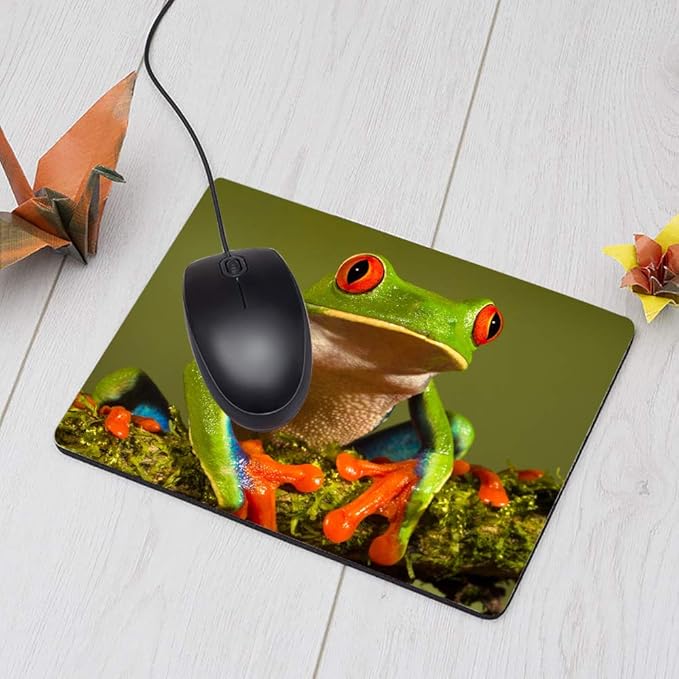 Frog Gaming Mousepad Cute Tree Frog Green Wild Animal Mouse Pad Mouse Mat for Computer Desk Laptop Office 9.5 X 7.9 Inch Non-Slip Rubber