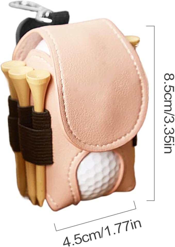 Leather Golf Ball Holder - Golf Ball Storage Pocket, Tee Bag with Sturdy Leather, Convenient and Tee Carry Pouch, Accessories Organizer for Course or Practice, Portable Pocket