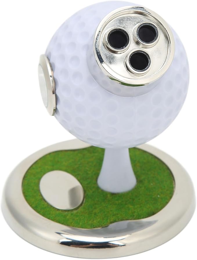 Golf Pen Holder Set, Elegant Simulation Zinc Alloy Clock Pen Container with 3 Pens for Office Desk Decor Father Gift Home Study Decoration