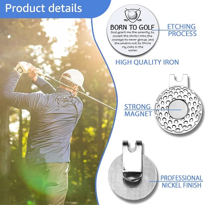 Men Golf Ball Marker with Magnetic Hat Clip, Funny Golf Accessories Gifts for Men, Novelty Birthday Gifts for Male Golfer Fan