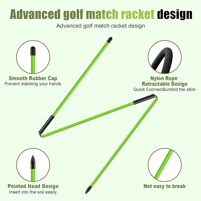 Golf Alignment Sticks 2 Pack, 48″Collapsible Practice Rods for Aiming/Putting, Golf Training Aid for Swing Trainer with Clear Tube Case, Foldable Training Rods with 10 Golf Tees