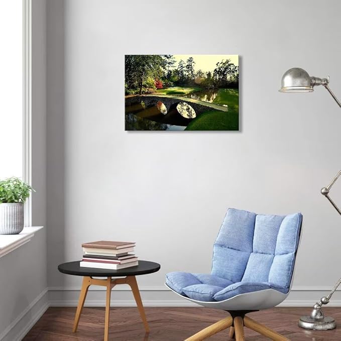 chenchenArt Augusta National Golf Course Wall Art for Living Room Bedroom Bathroom Home Decorations Golf Art Golf Picture Poster Canvas Prints Framed Ready to Hang(12''H x 16''W)